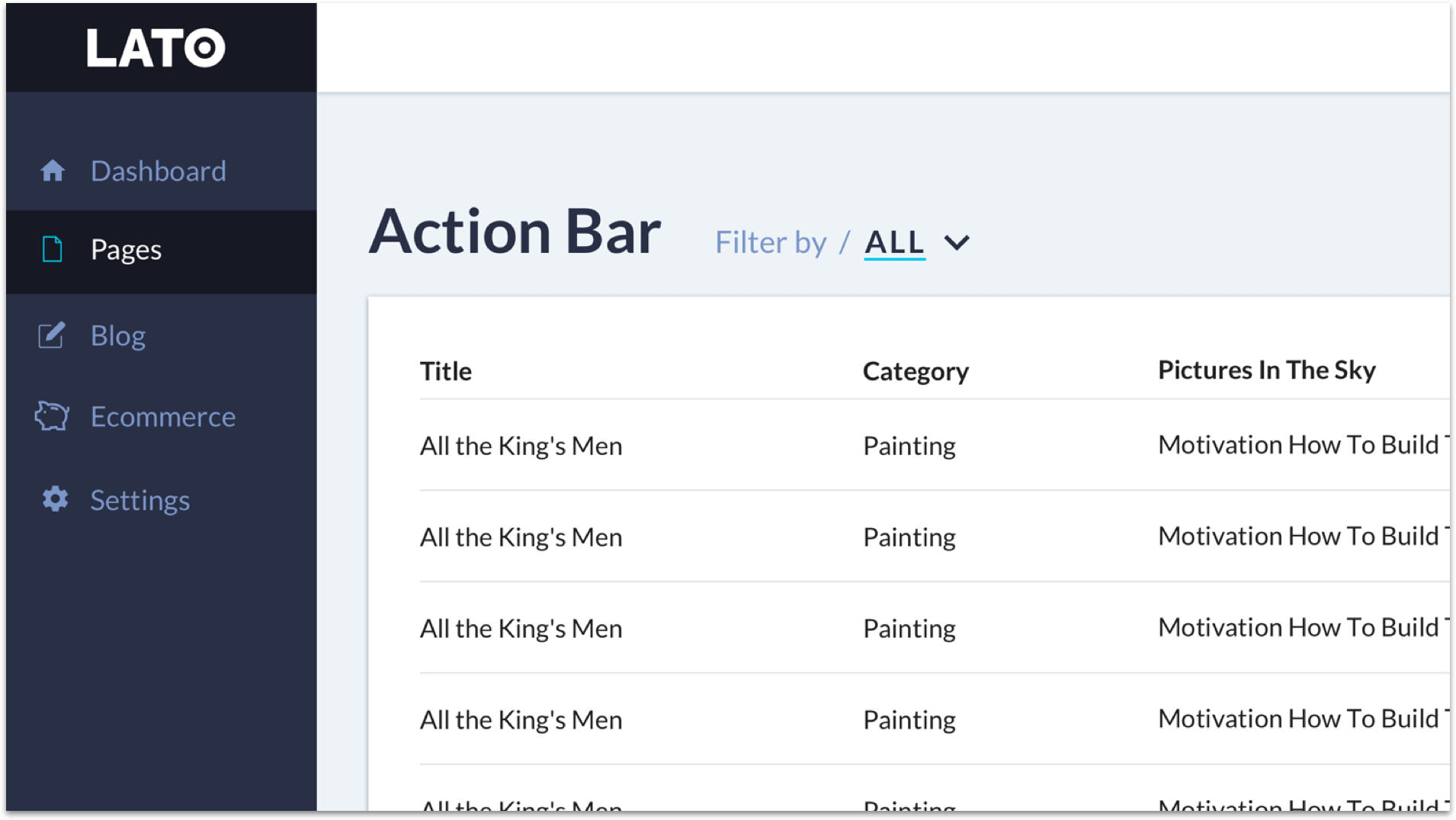 Lato admin UI example